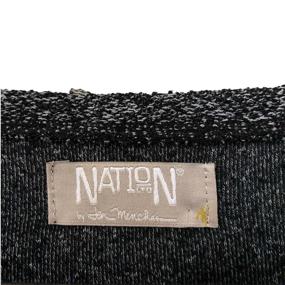 Nation LTD Crewneck Sweater XS/Small Dark Gray Marled Knit Long Sleeve Fisherman - Picture 6 of 8